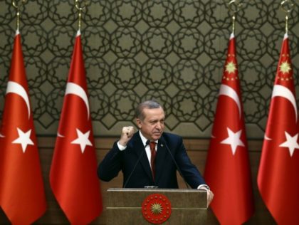 On October 26, 2016, Turkish President Recep Tayyip Erdogan speaks in Ankara
