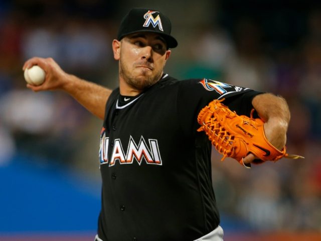 Pitcher Jose Fernandez #16 of the Miami Marlins delivers a pitch against the New York Mets