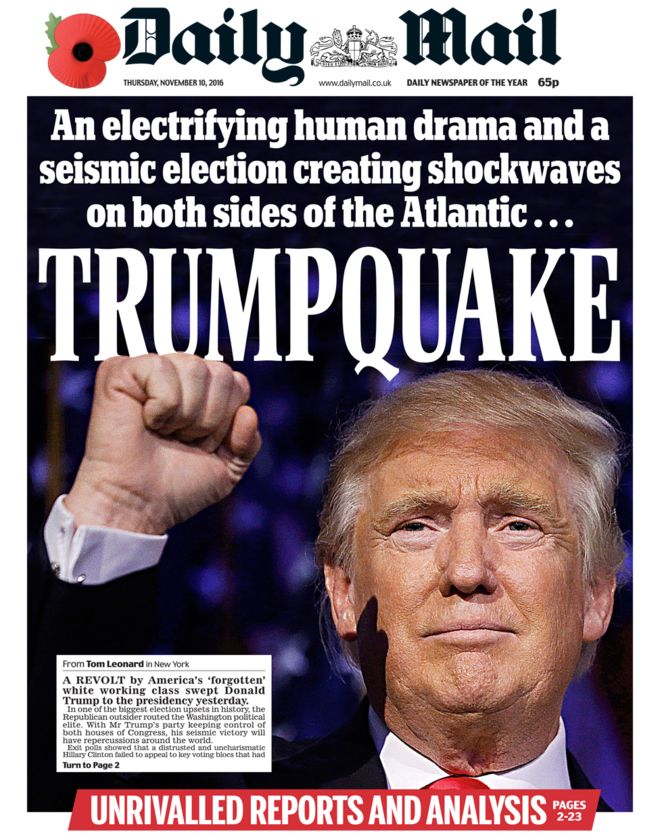 The Daily Mail reports on a "Trumpquake"