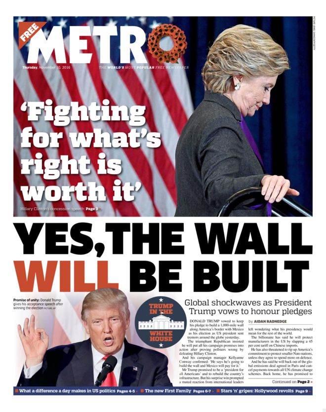 Free newspaper says "Yes, the wall WILL be built"
