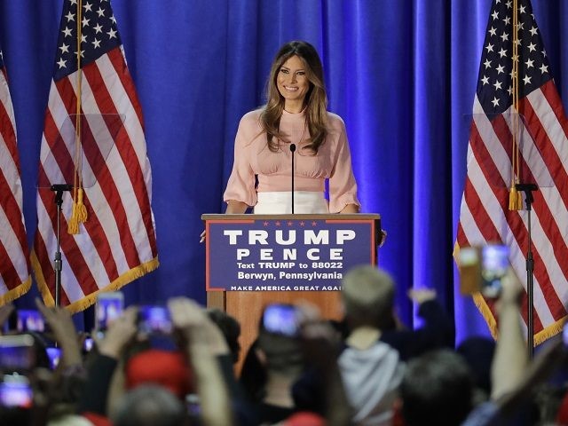 Melania Trump, wife of Republican presidential candidate Donald Trump, speaks at the Main