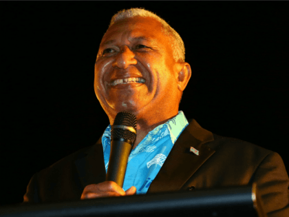 Bainimarama speaks at the Fiji Festival at Vodafone Events Centre, Manukau on August 9, 2014 in Auckland, New Zealand. The purpose of Mr Bainimarama's visit to New Zealand is to address his outlining plans for Fiji and to speak about the general election which is due to be held on …