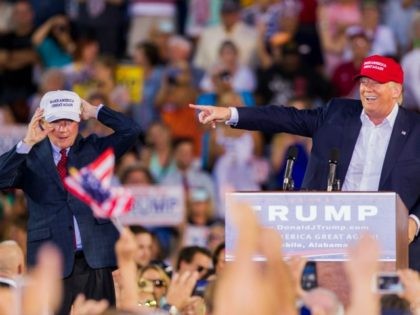 . Republican presidential candidate Donald Trump introduces Alabama Senator Jeff Sessions