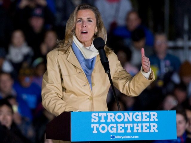 Senate candidate Katie McGinty speaks to the crowd before presidential candidate Hillary C