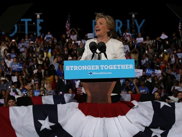 Democratic presidential nominee Hillary Clinton November 1, 2016 in Ft Lauderdale, Florida