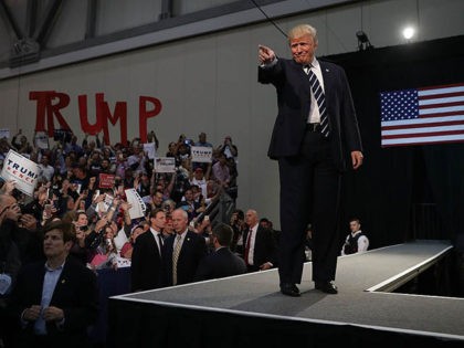 GRAND RAPIDS, MI - NOVEMBER 08: Republican presidential nominee Donald Trump arrives forh