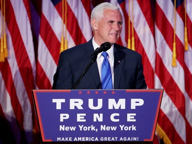Vice president-elect Mike Pence speaks to supporters at Republican president-elect Donald