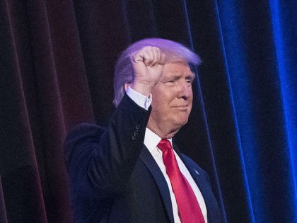 Republican presidential elect Donald Trump arrives for an election night party at the New