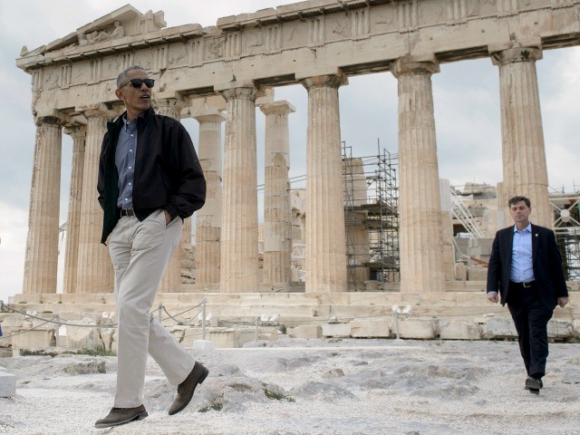 Image result for obama  greek columns