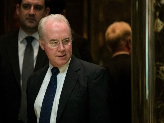 Rep. Tom Price gets into an elevator at Trump Tower, November 16, 2016 in New York City. P