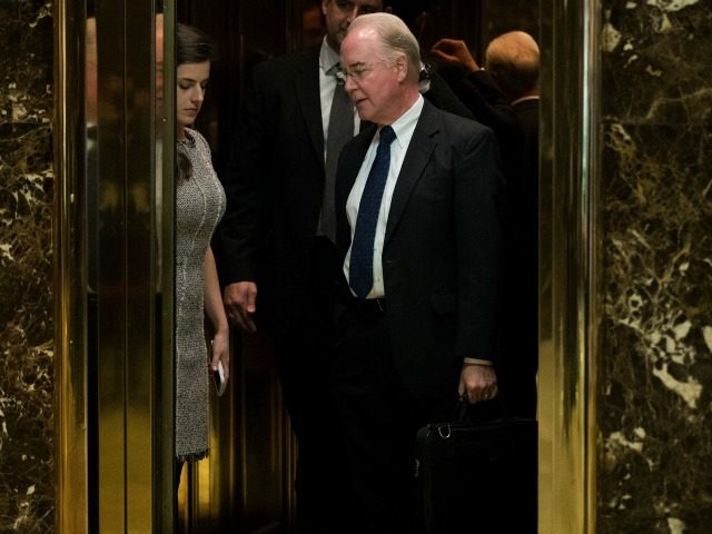 Rep. Tom Price gets into an elevator at Trump Tower, November 16, 2016 in New York City.