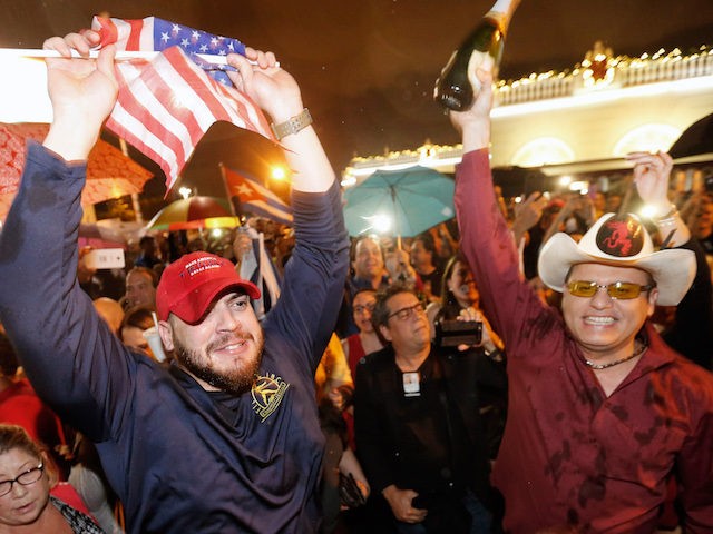 Cuban Americans celebrate upon hearing about the death of longtime Cuban leader Fidel Cast