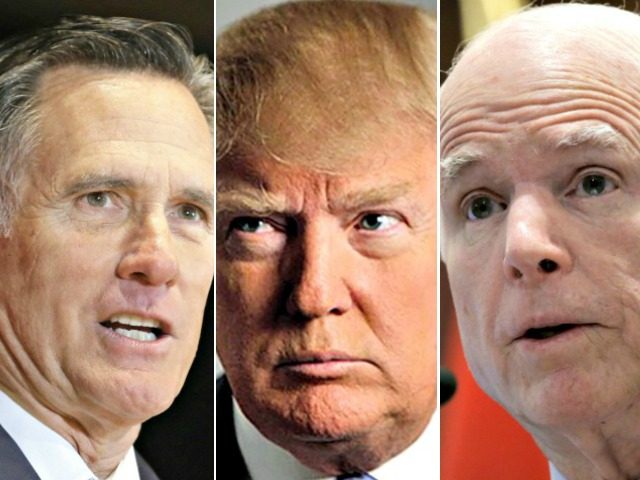Mitt Romney, Donald Trump, John McCain AP Photos