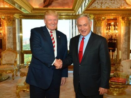 Prime Minister Benjamin Netanyahu and Republican presidential candidate Donald Trump meeti