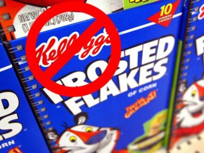 Boxes of Kellogg's Frosted Flakes cereal are seen displayed inside a Wal-Mart store July 2