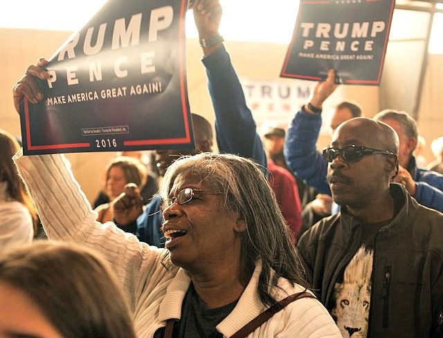 COLORADO SPRINGS, CO - OCTOBER 18: Mary Burney of Colorado Springs cheers during a rally f