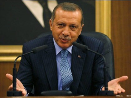 Turkey's Prime Minister Tayyip Erdogan gestures as he addresses the media before leaving for Turkmenistan at Esenboga Airport in Ankara August 15, 2013. REUTERS/Umit Bektas
