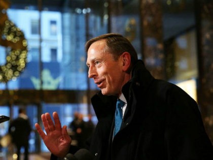 NEW YORK, NY - NOVEMBER 28: Retired General David Petraeus speaks to members of the media