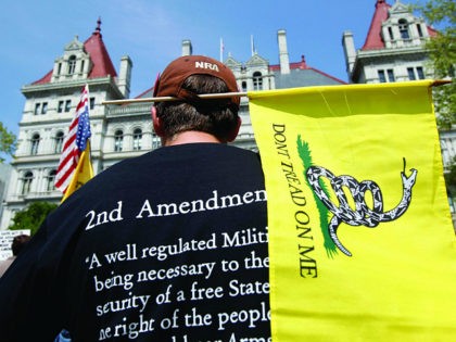 Brandon Oathout of Johnstown, N.Y., attends a Second Amendment rally at the Capitol on Tue