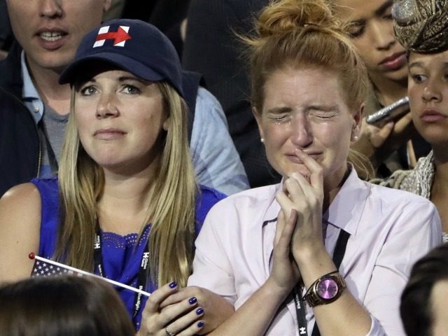 democrat Supporters watch the election results during Democratic presidential nominee Hill