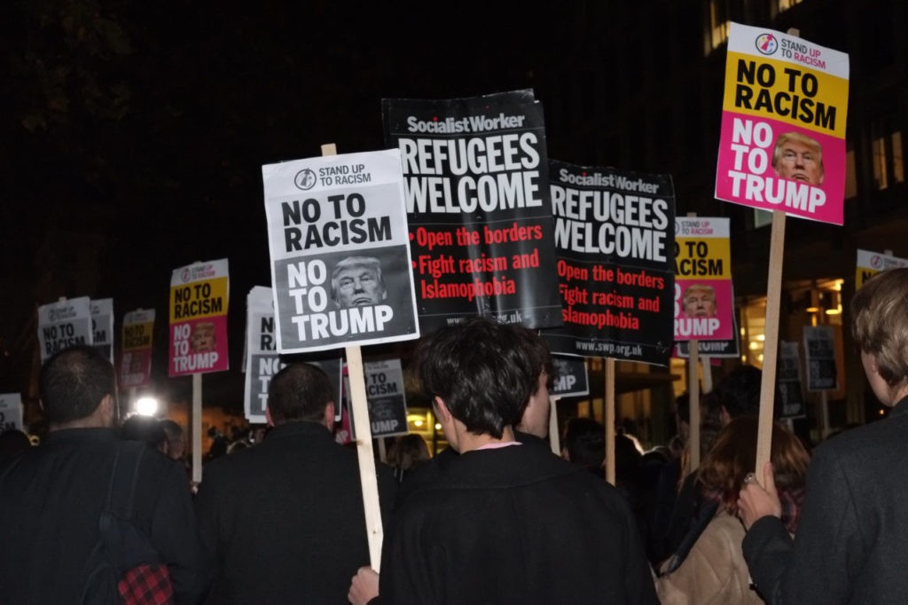 Trump protest US embassy London