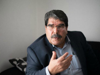 Salih Muslim, co-president of the Syrian Kurdish Democratic Union Party (PYD), speaks duri