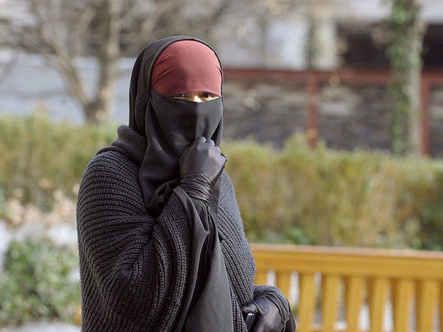 A woman wearing a niqab, the islamic full veil, walks in a street of Lyon, eastern France, on January 25, 2010. A ban on the wearing of the full Islamic veil is being studied in several European countries, including the Netherlands, Denmark and Austria. In France a parliamentary commission is â¦