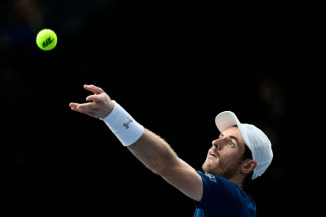 Andy Murray serves the ball to Spain's Fernando Verdasco during their second round tennis