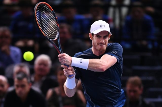 Britain's Andy Murray returns the ball to Czech Republic's Tomas Berdych during their quar