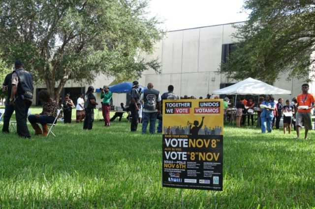 People attend an event called “Souls to the Polls” on November 6, 2016 in Cutler Bay,