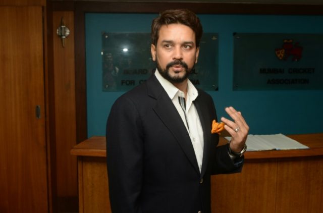 Anurag Thakur, president of the Board of Control for Cricket in India (BCCI), leaves the 8