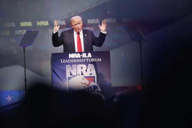 Donald Trump speaks at the National Rifle Association's NRA-ILA Leadership Forum at the Ke