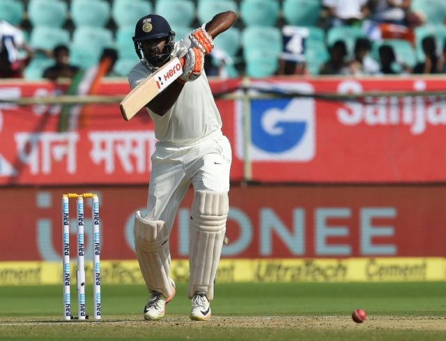 India's Ravichandran Ashwin plays a shot during the second day of the second Test cricket