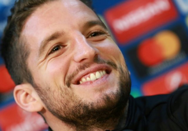 Napoli's forward from Belgium Dries Mertens attends a press conference on November 22, 201