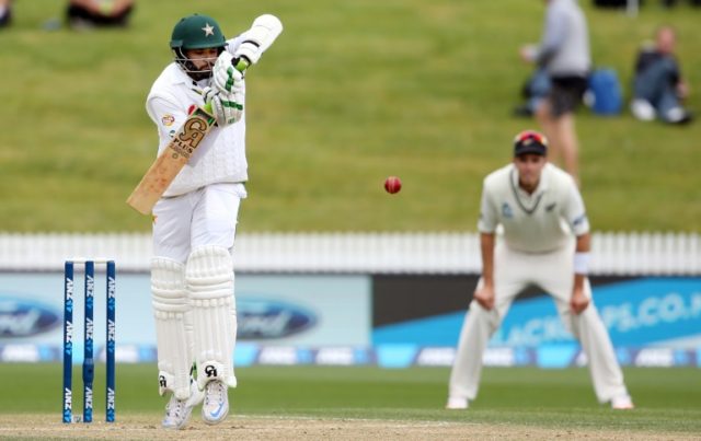 Pakistan's Azhar Ali hits the ball during day five of the second cricket Test match betwee