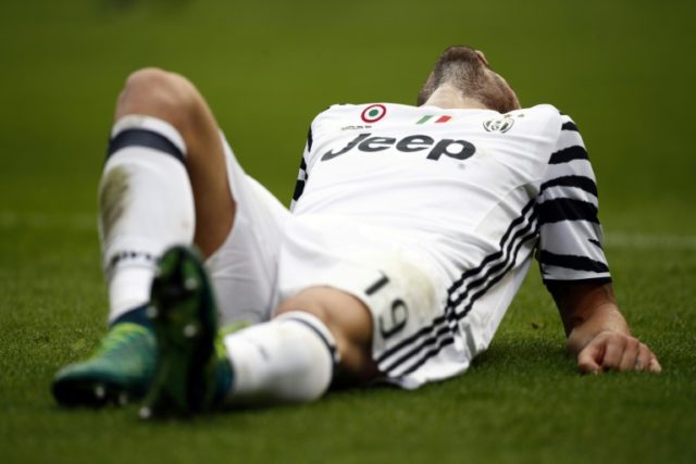 Juventus' defender Leonardo Bonucci was diagnosed with a hamstring injury after being forc
