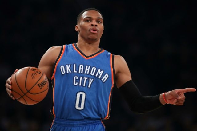 Oklahoma City Thunder's Russell Westbrook in action against the New York Knicks at Madison