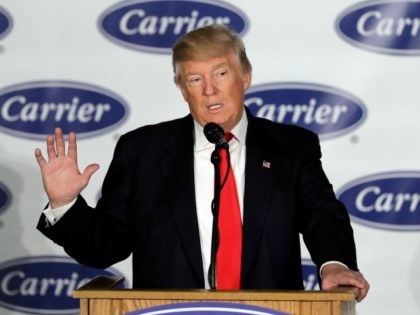 President-elect Donald Trump speaks during a news conference at Carrier Corp Thursday, Dec. 1, 2016, in Indianapolis. (