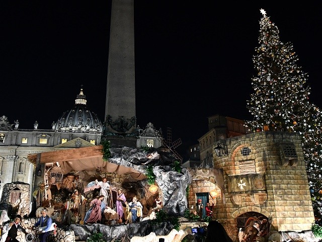 Vatican Nativity Scene Features Spire from QuakeRavaged