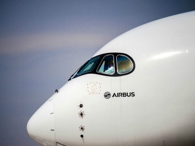 View of an Airbus A350 during the XIX Air and Space Fair (FIDAE) in Santiago on March 28,