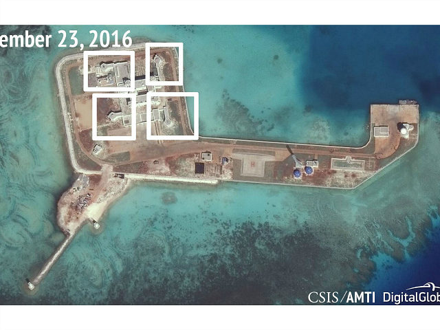 A satellite image shows what CSIS Asia Maritime Transparency Initiative says appears to be