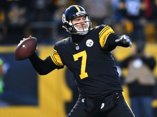 Ben Roethlisberger of the Pittsburgh Steelers drops back to pass in the first half during