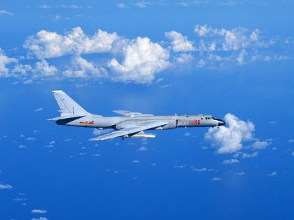 GUANGZHOU, Sept. 13, 2016 -- A Chinese Air Force H-6K bomber flies to the West Pacific, via the Bashi Strait, for a routine combat simulation drill, Sept. 12, 2016. The Chinese Air Force on Monday sent multiple aircraft models, including H-6K bombers, Su-30 fighters, and air tankers, for the drill. …