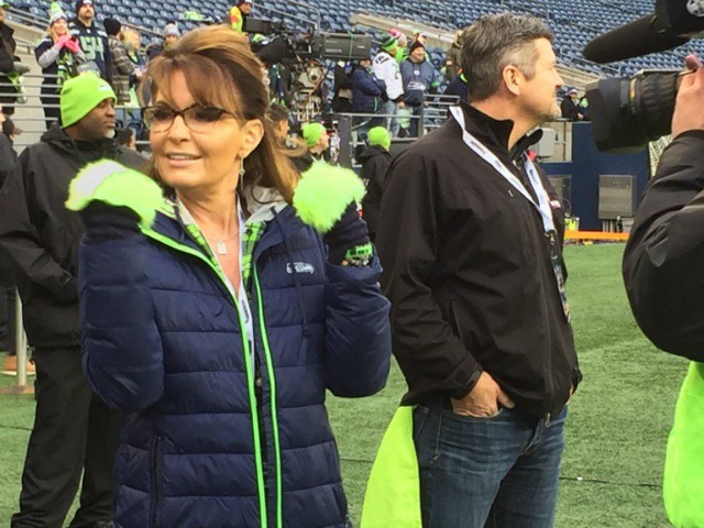 Sarah Palin attends Seattle Seahawks game on December 15, 2016