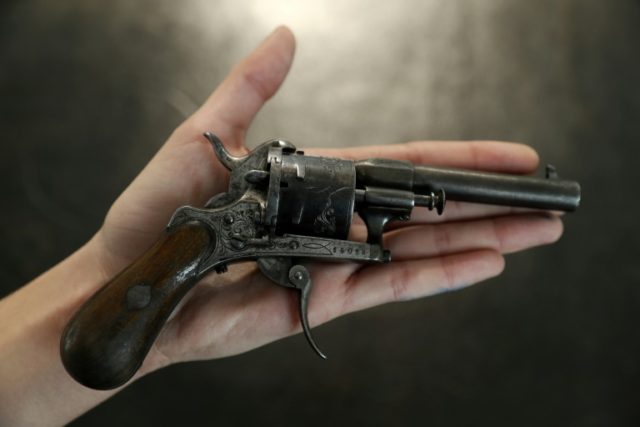 The revolver with which French poet Paul Verlaine tried to kill his lover Arthur Rimbaud i