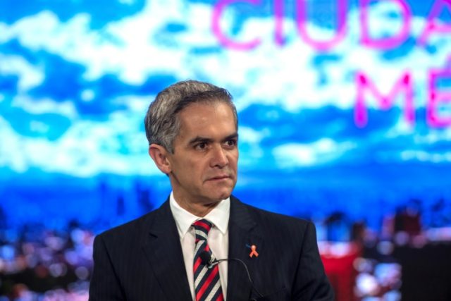 Mexico City's Mayor Miguel Angel Mancera speaks during a conference where mayors from the