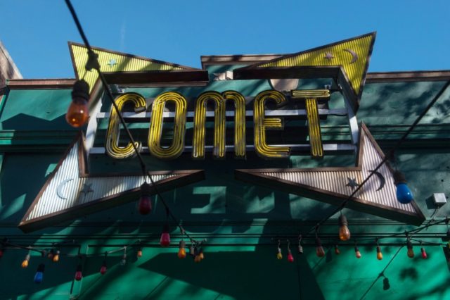 The sign for the Comet Ping Pong restaurant is seen in Washingon, DC, on December 5, 2016