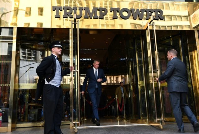 New York City Mayor Bill de Blasio leaves Trump Tower after meetings with President-elect
