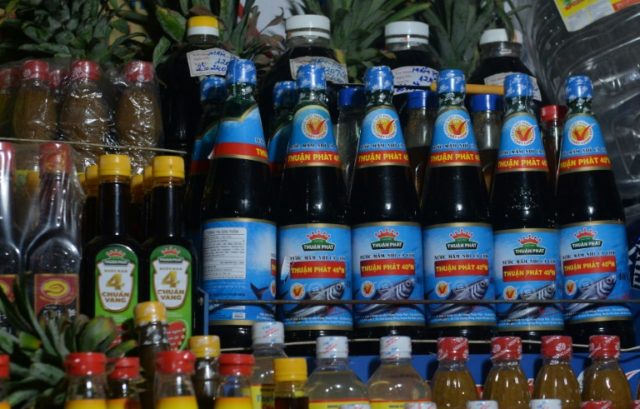 Bottles of fish sauce on sale in Hanoi