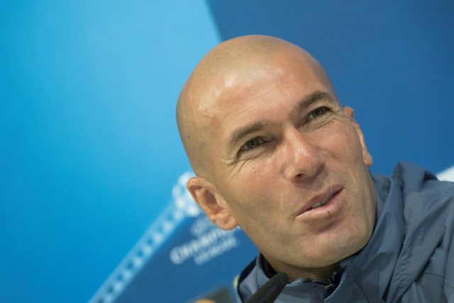 Real Madrid's French coach Zinedine Zidane gives a press conference in Madrid on December